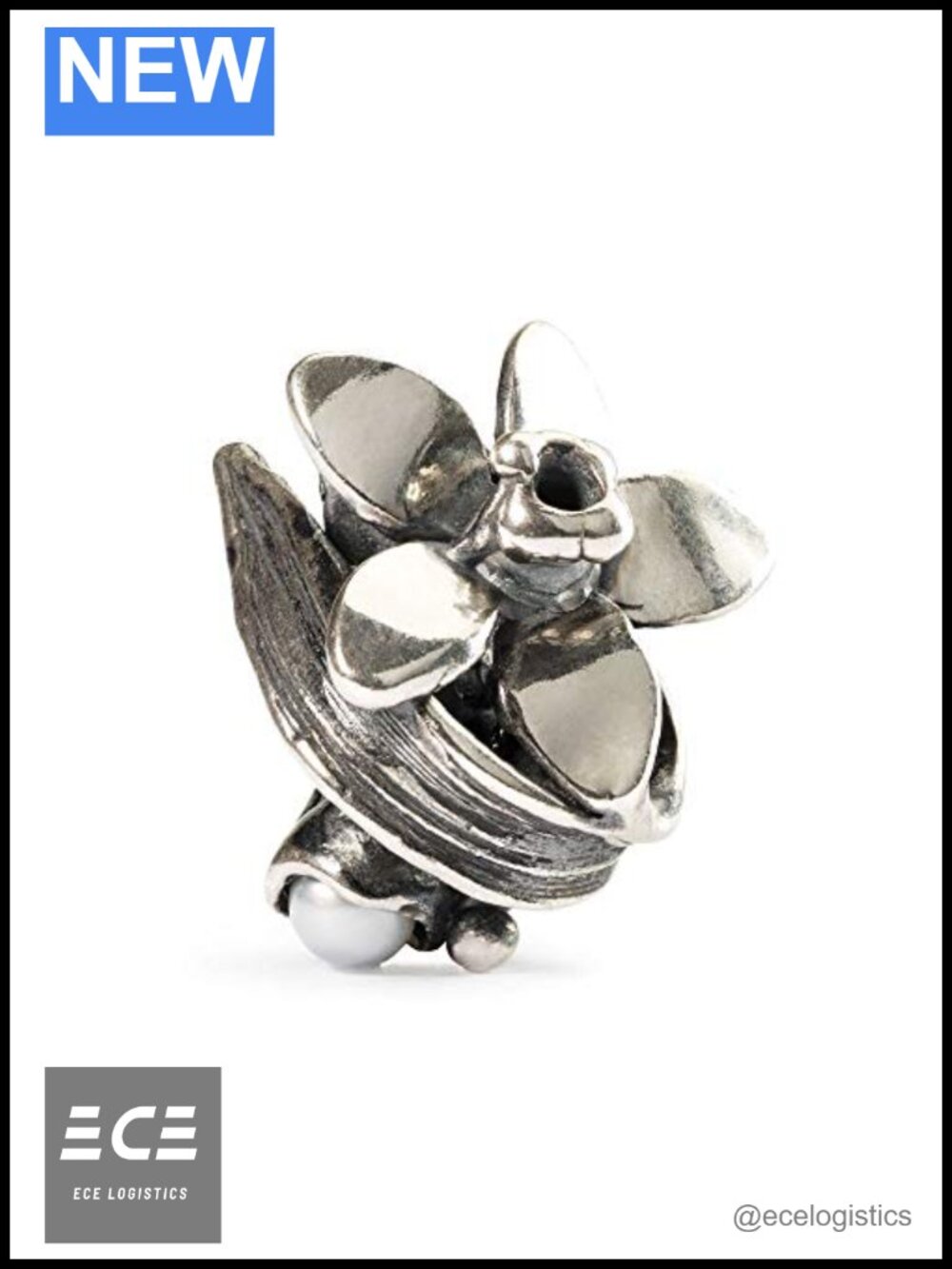 Sterling Silver Narcissus Flower Bead Charm for Bracelet
